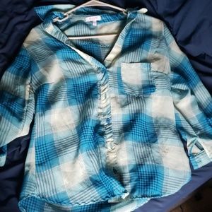 Delias plaid quarter sleeve shirt